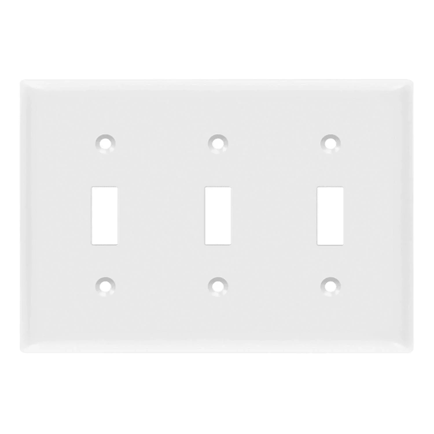 3-Gang Toggle Wall Plate, White - Bees Lighting