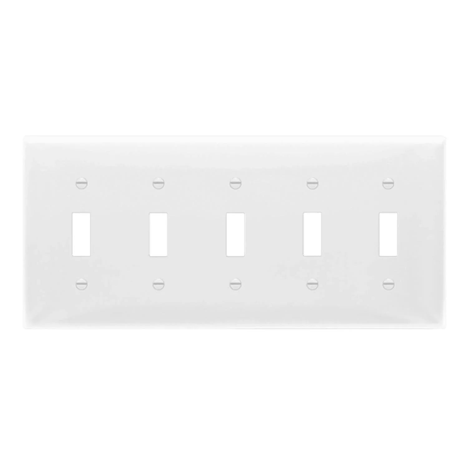 5-Gang Toggle Wall Plate, White - Bees Lighting
