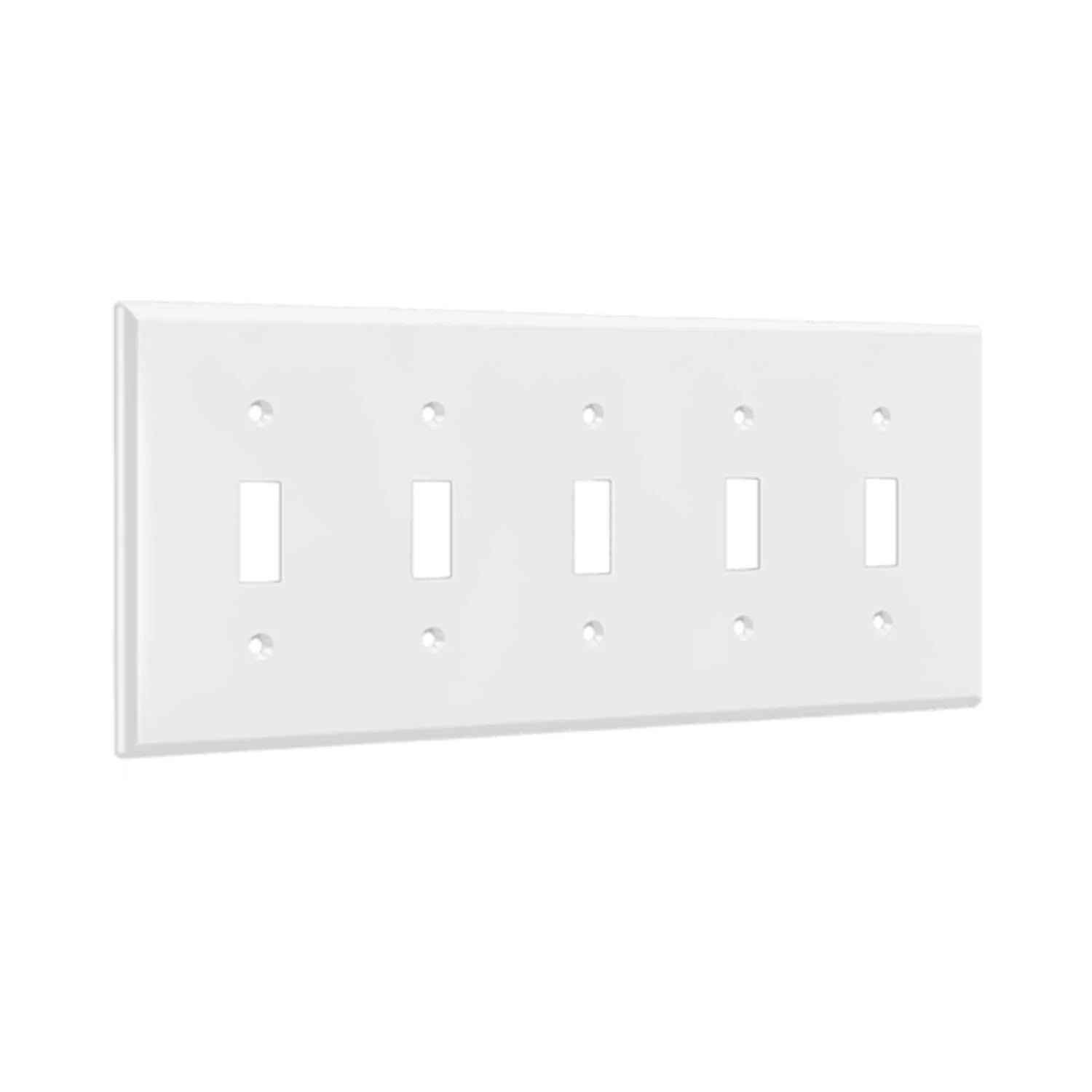 5-Gang Toggle Wall Plate, White - Bees Lighting