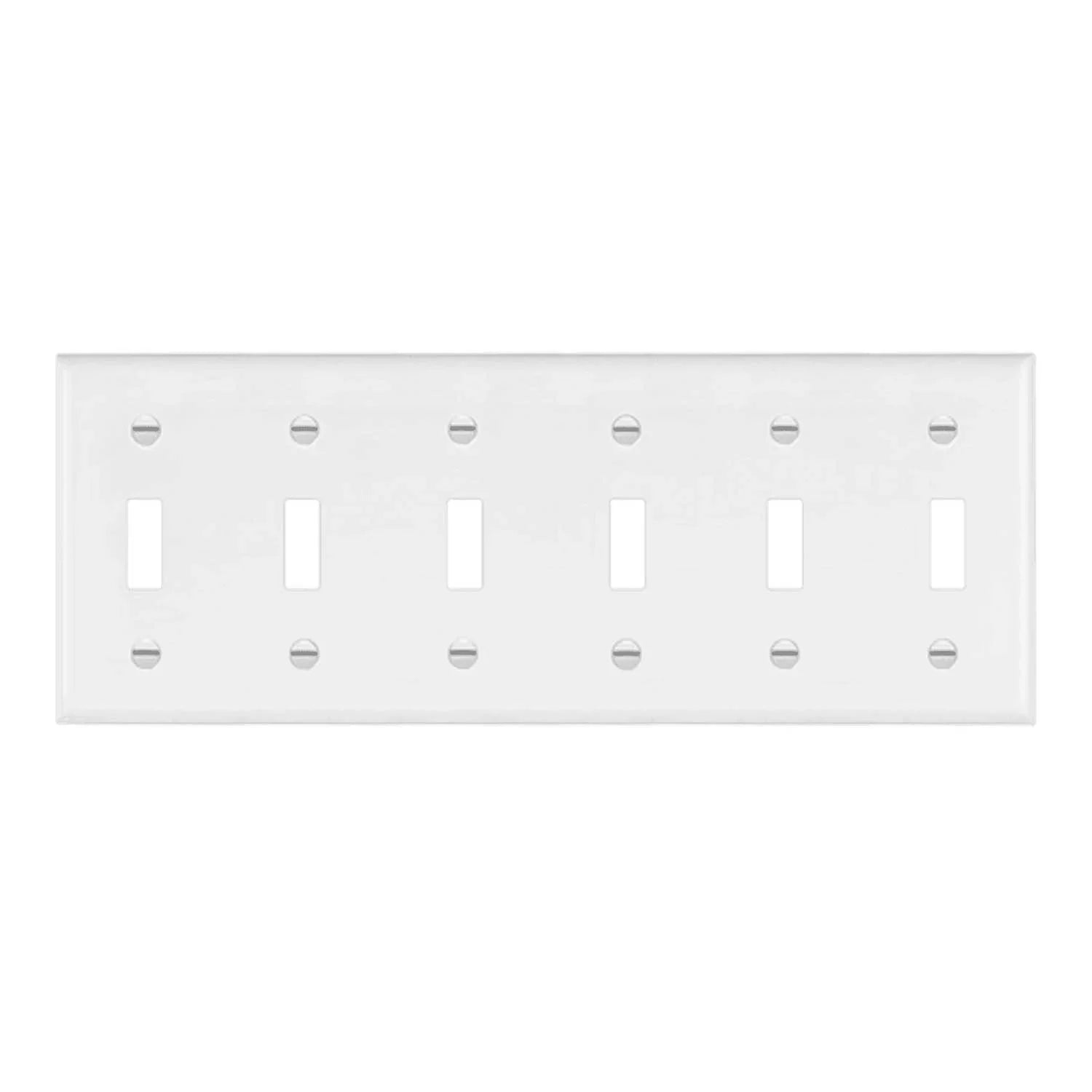 6-Gang Toggle Wall Plate, White - Bees Lighting