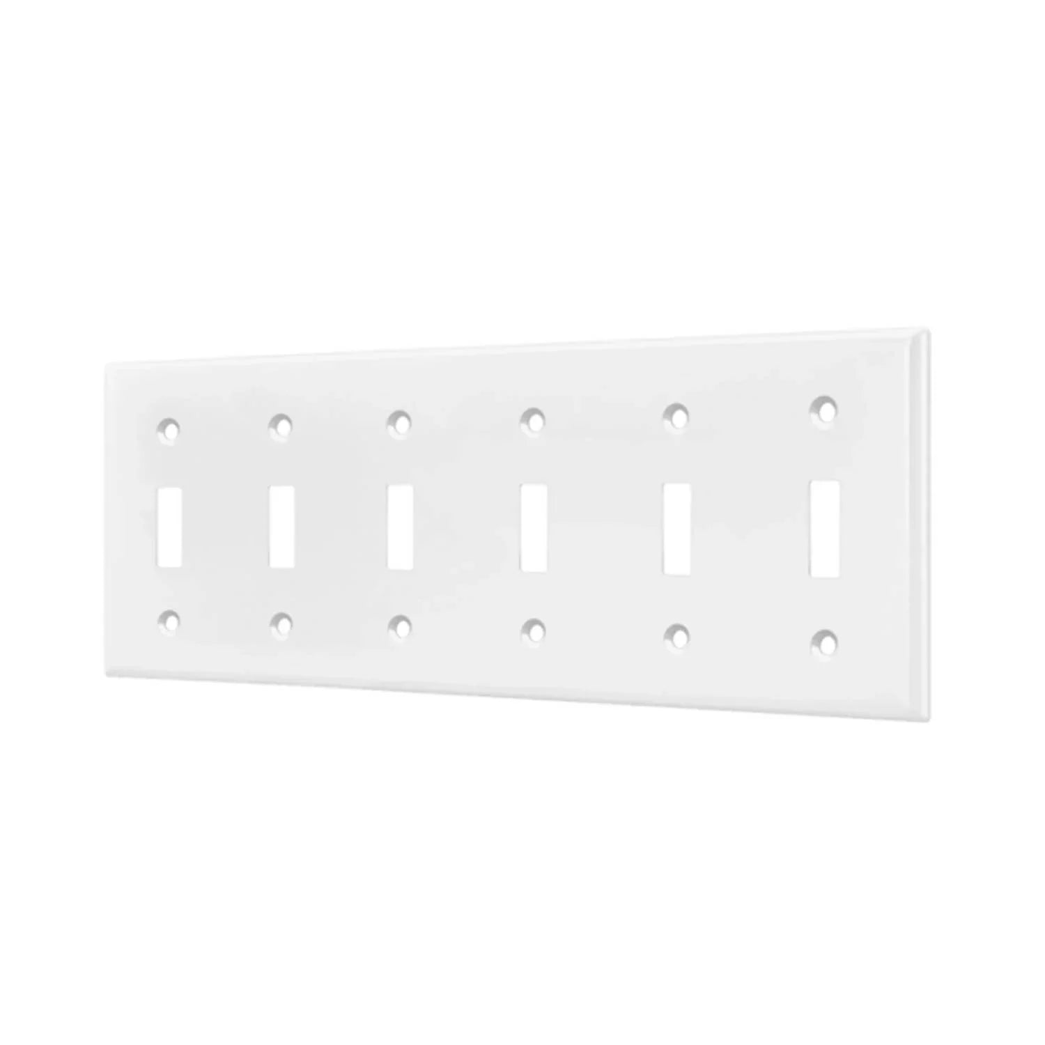 6-Gang Toggle Wall Plate, White - Bees Lighting