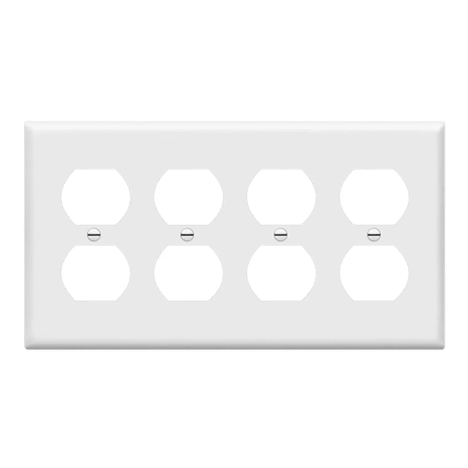 4-Gang Duplex Outlet Cover Plate, White - Bees Lighting