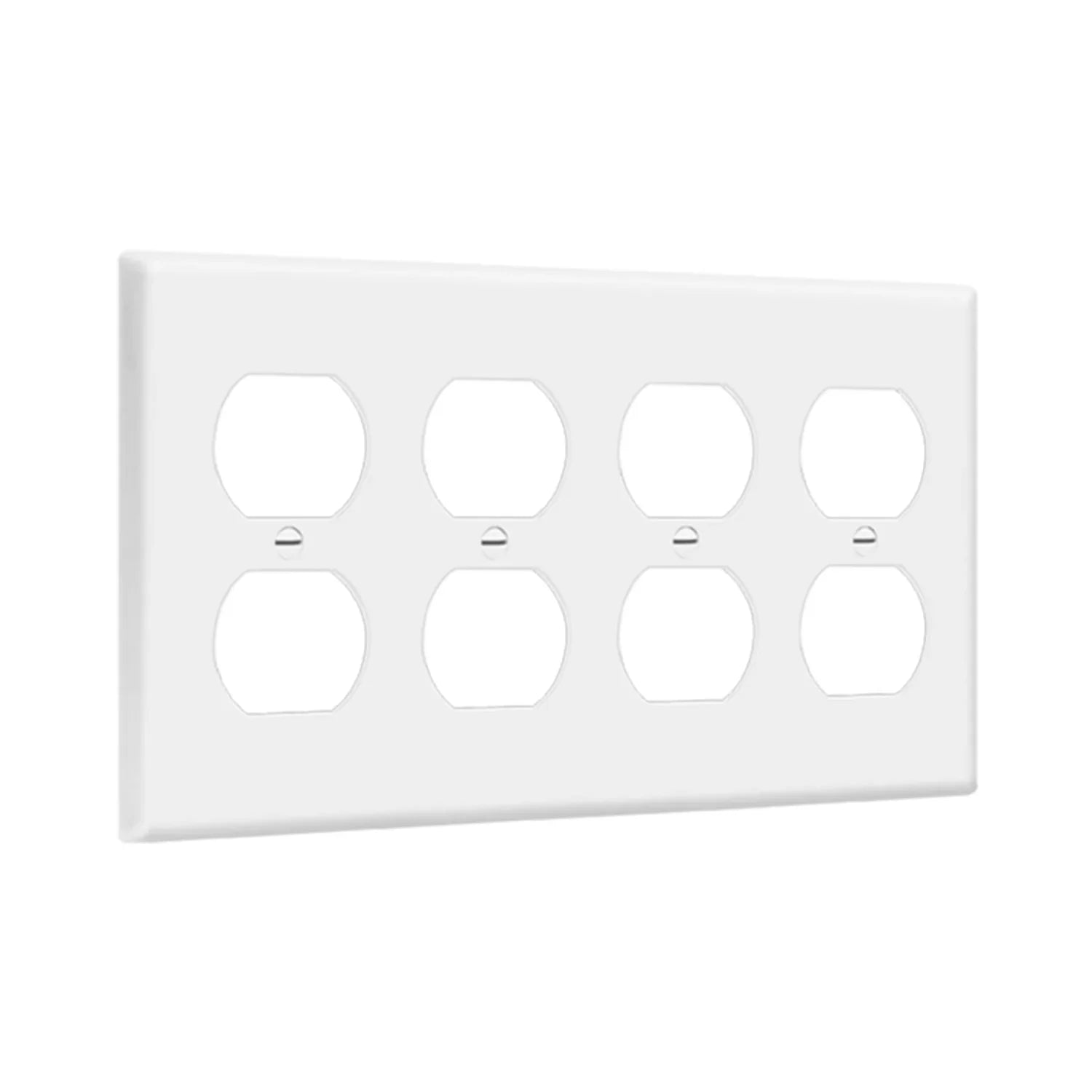 4-Gang Duplex Outlet Cover Plate, White - Bees Lighting
