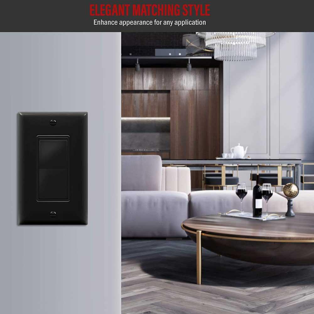 1-Gang Decorator Rocker Wall Plate, Black - Bees Lighting