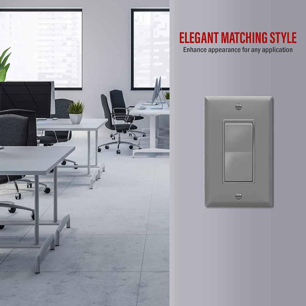 1-Gang Decorator Rocker Wall Plate, Gray - Bees Lighting