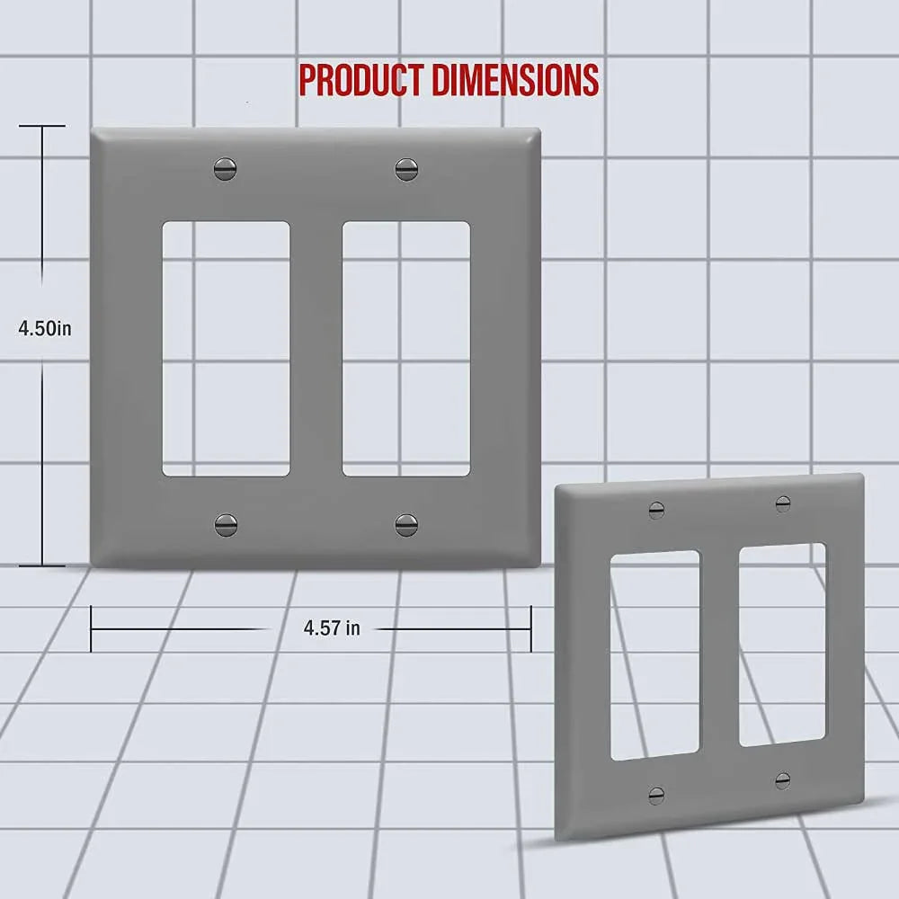 2-Gang Decorator Rocker Wall Plate, Gray - Bees Lighting