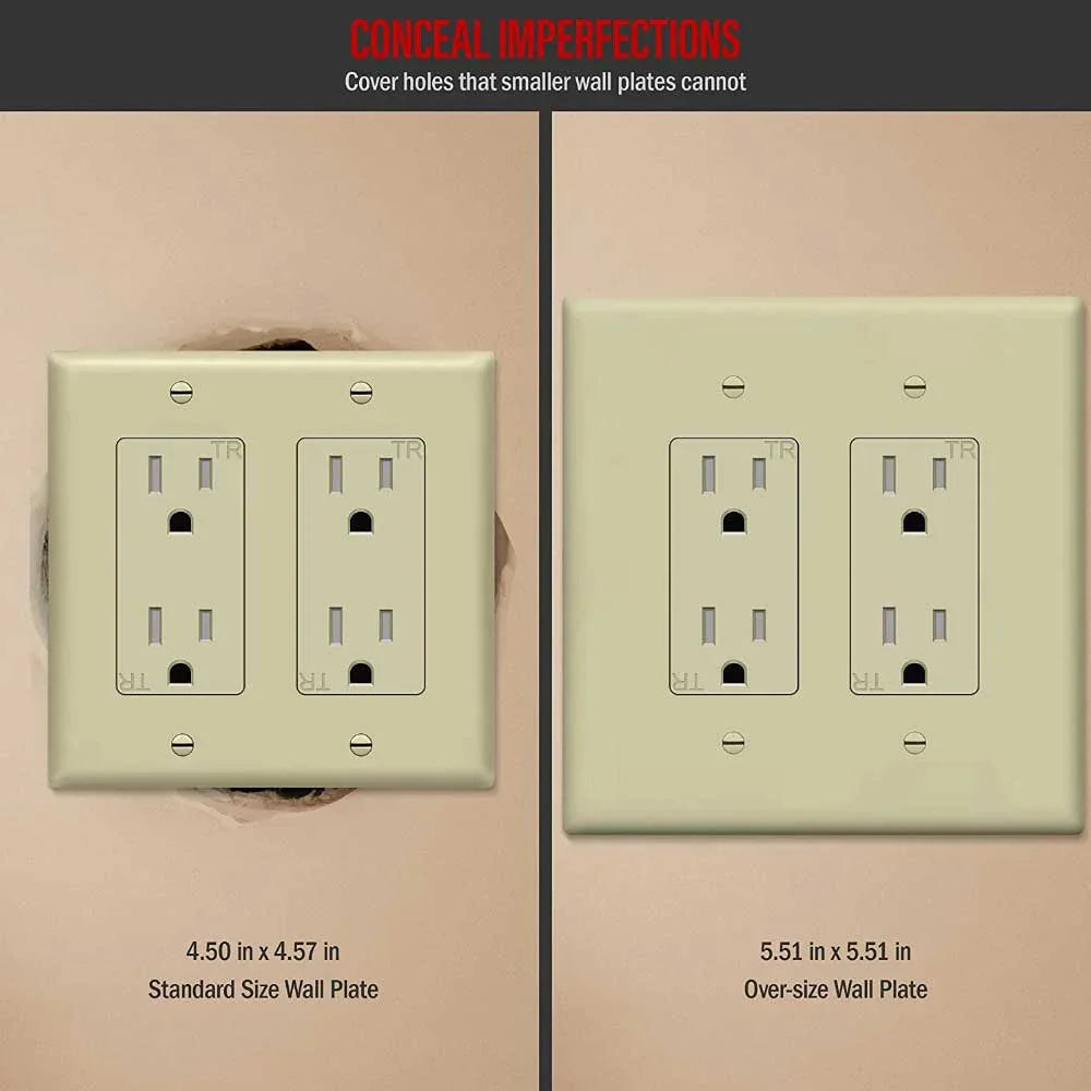 2-Gang Oversized Decorator Rocker Wall Plate, Ivory - Bees Lighting