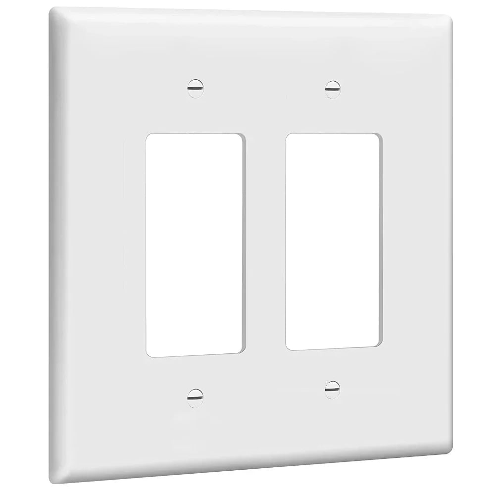 2-Gang Oversized Decorator Rocker Wall Plate, White - Bees Lighting