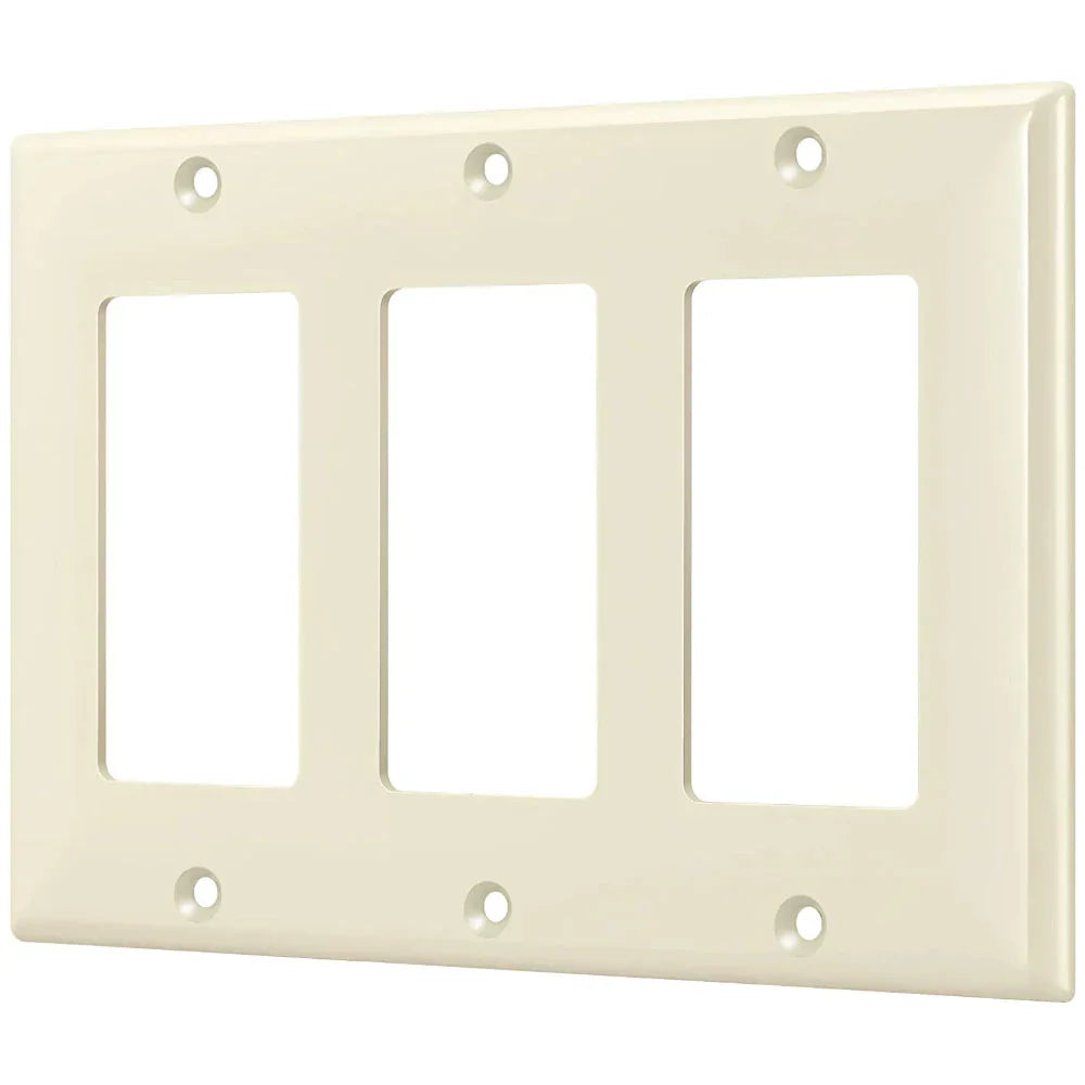 3-Gang Decorator Rocker Wall Plate, Light Almond - Bees Lighting