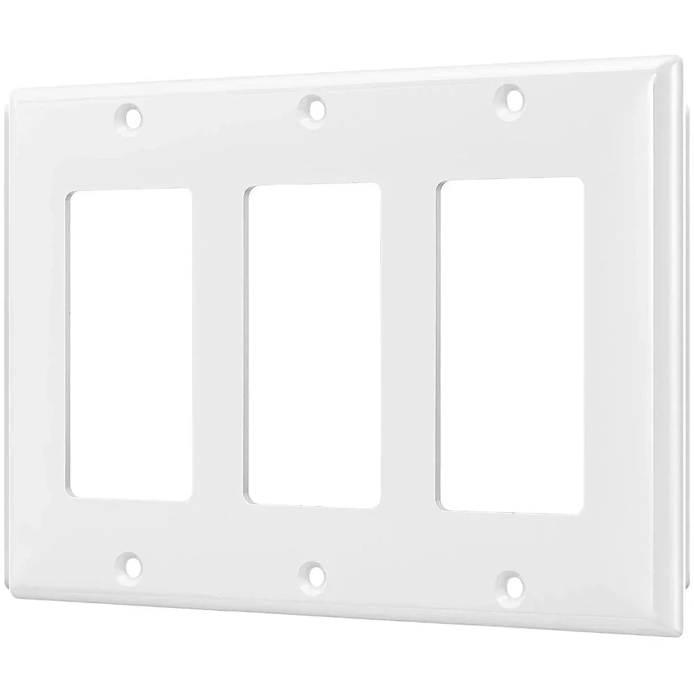 3-Gang Decorator Rocker Wall Plate, White - Bees Lighting