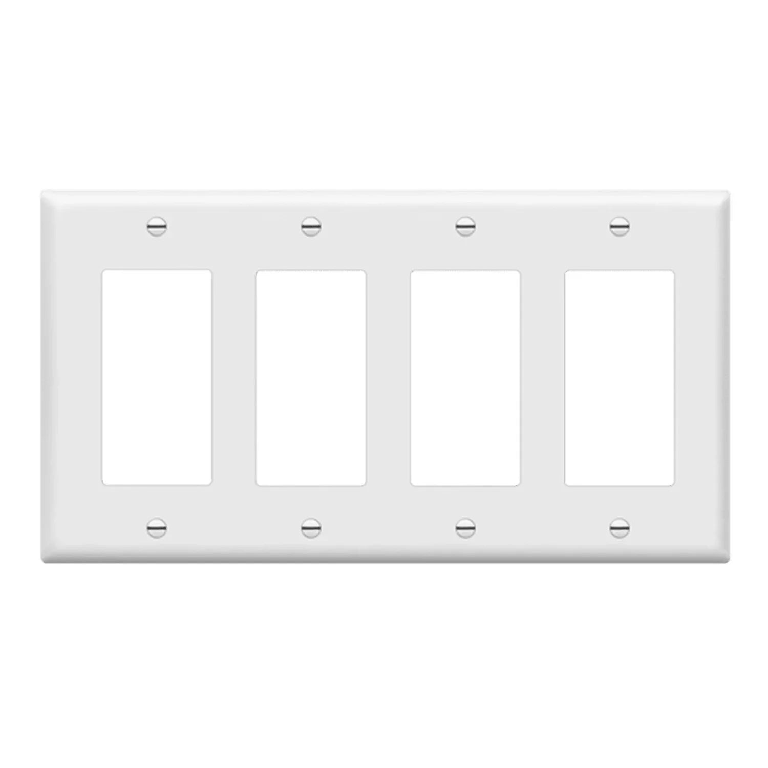 4-Gang Decorator Rocker Wall Plate, White - Bees Lighting