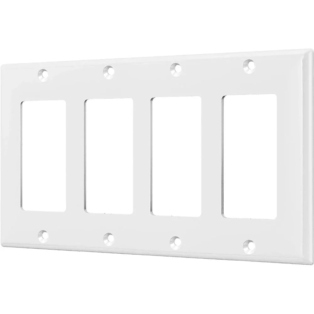 4-Gang Decorator Rocker Wall Plate, White - Bees Lighting