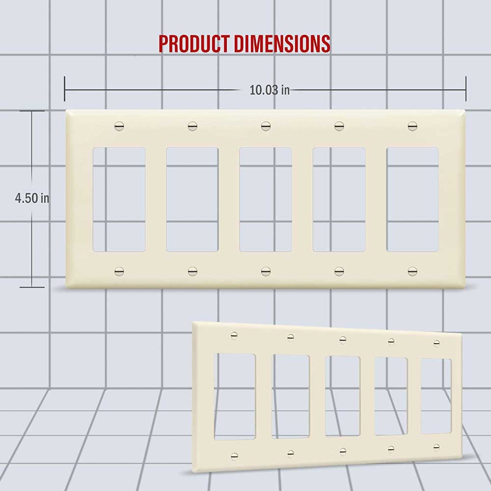 5-Gang Decorator Rocker Wall Plate, Light Almond - Bees Lighting