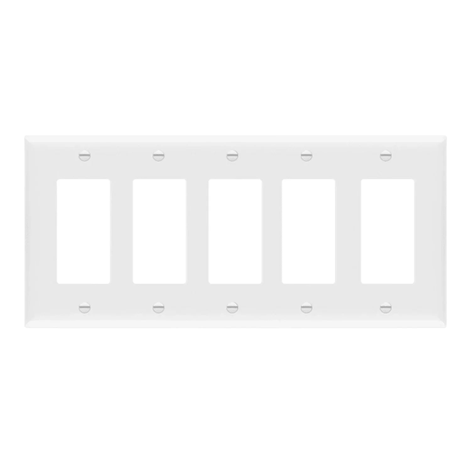 5-Gang Decorator Rocker Wall Plate, White - Bees Lighting