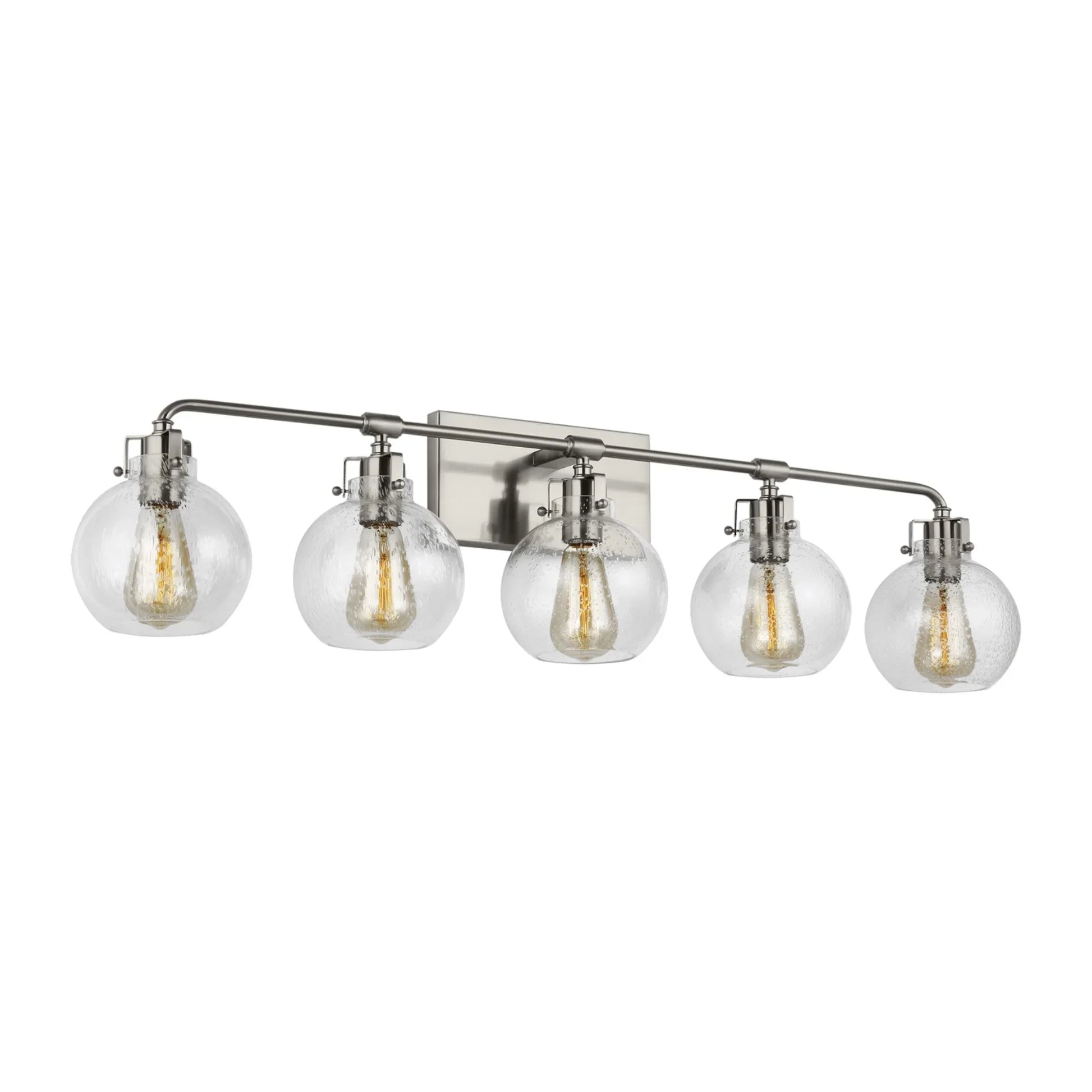 Clara 40" 5-Light Bathroom Vanity, Satin Nickel Finish - Bees Lighting