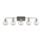 Clara 40" 5-Light Bathroom Vanity, Satin Nickel Finish - Bees Lighting