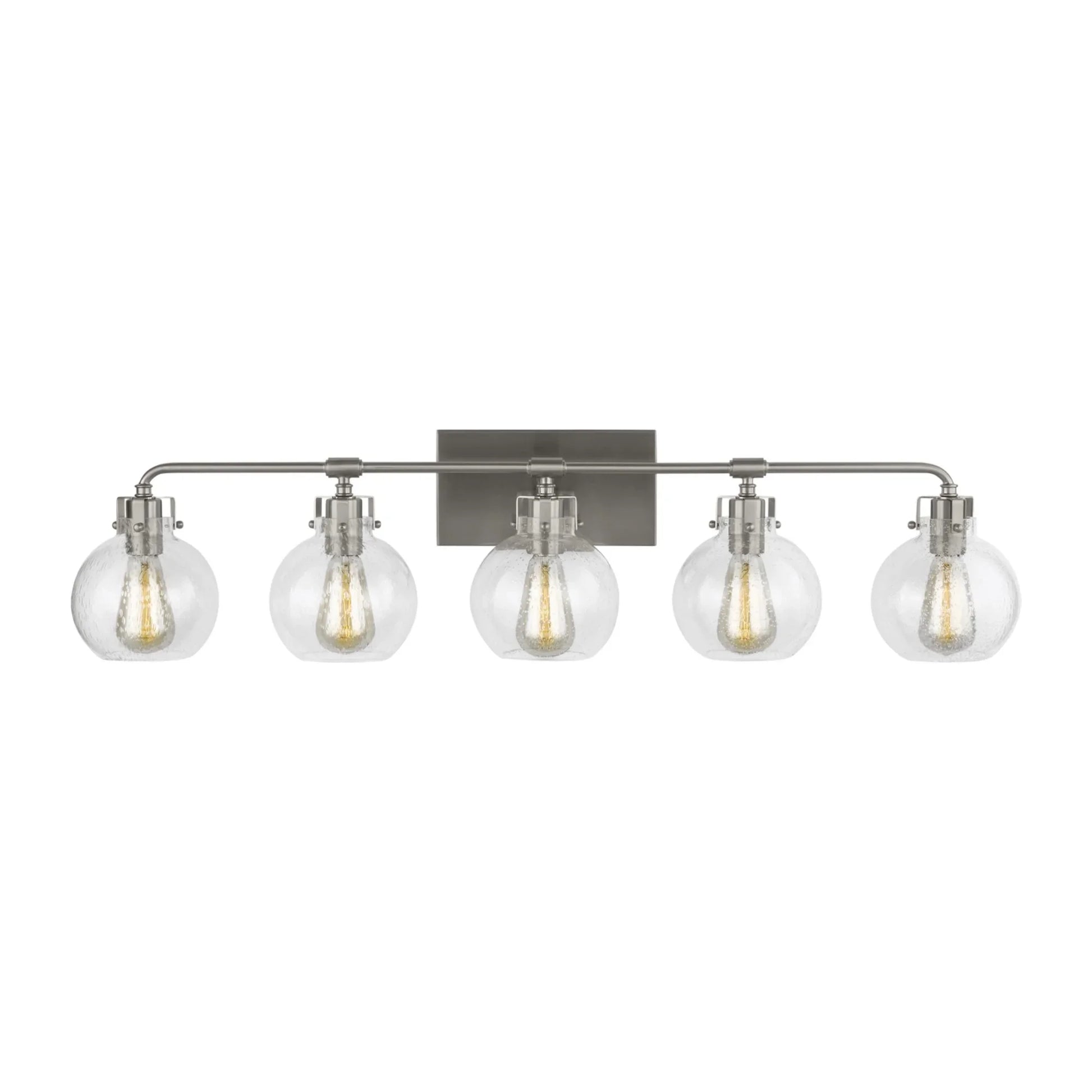 Clara 40" 5-Light Bathroom Vanity, Satin Nickel Finish - Bees Lighting