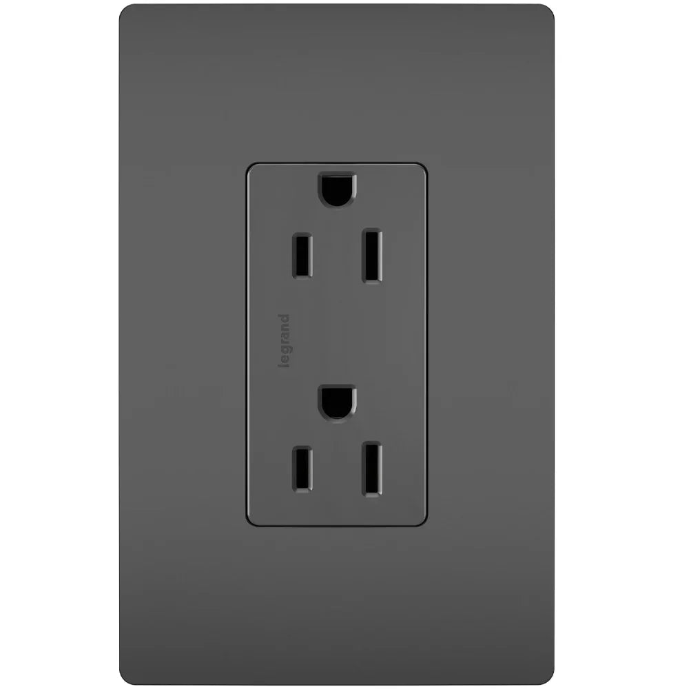 radiant 15A Tamper-Resistant Outlet, Black - Bees Lighting