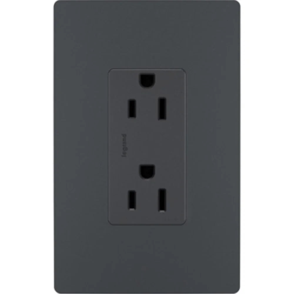 radiant 15A Tamper-Resistant Outlet, Graphite - Bees Lighting