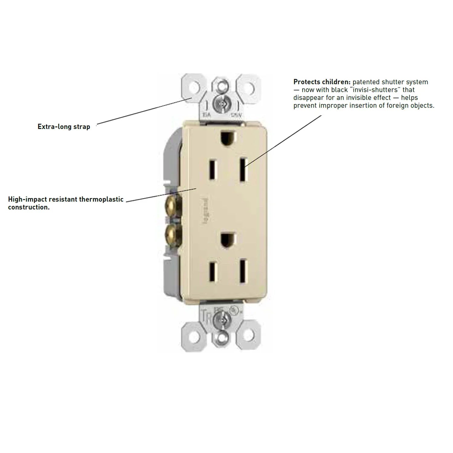 radiant 15A Tamper-Resistant Outlet, Brown - Bees Lighting