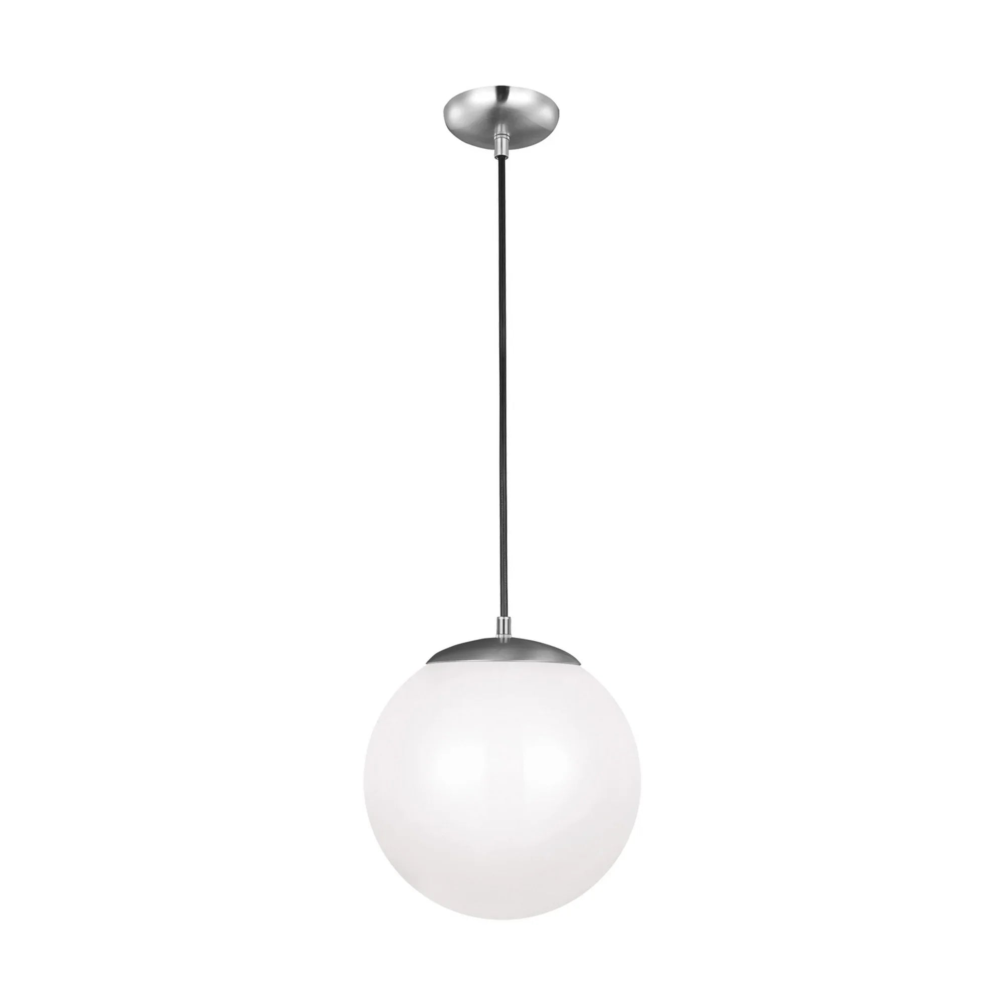 Leo Hanging Globe 12" Integrated LED Large Pendant, Satin Aluminum Finish - Bees Lighting