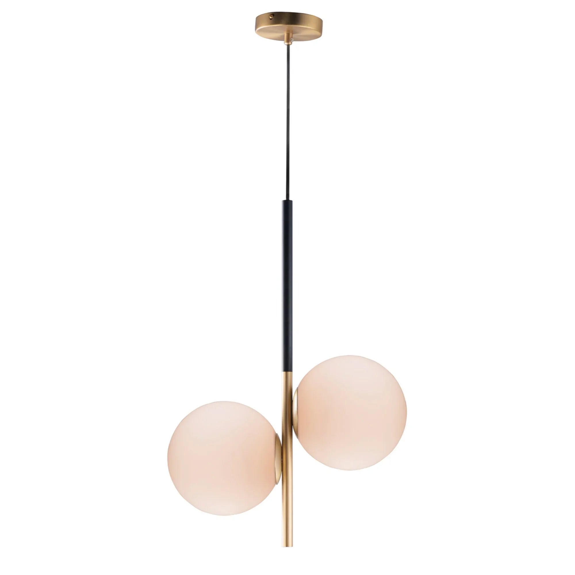 Vesper 24" 2-Light Pendant, Satin Brass & Black Finish - Bees Lighting
