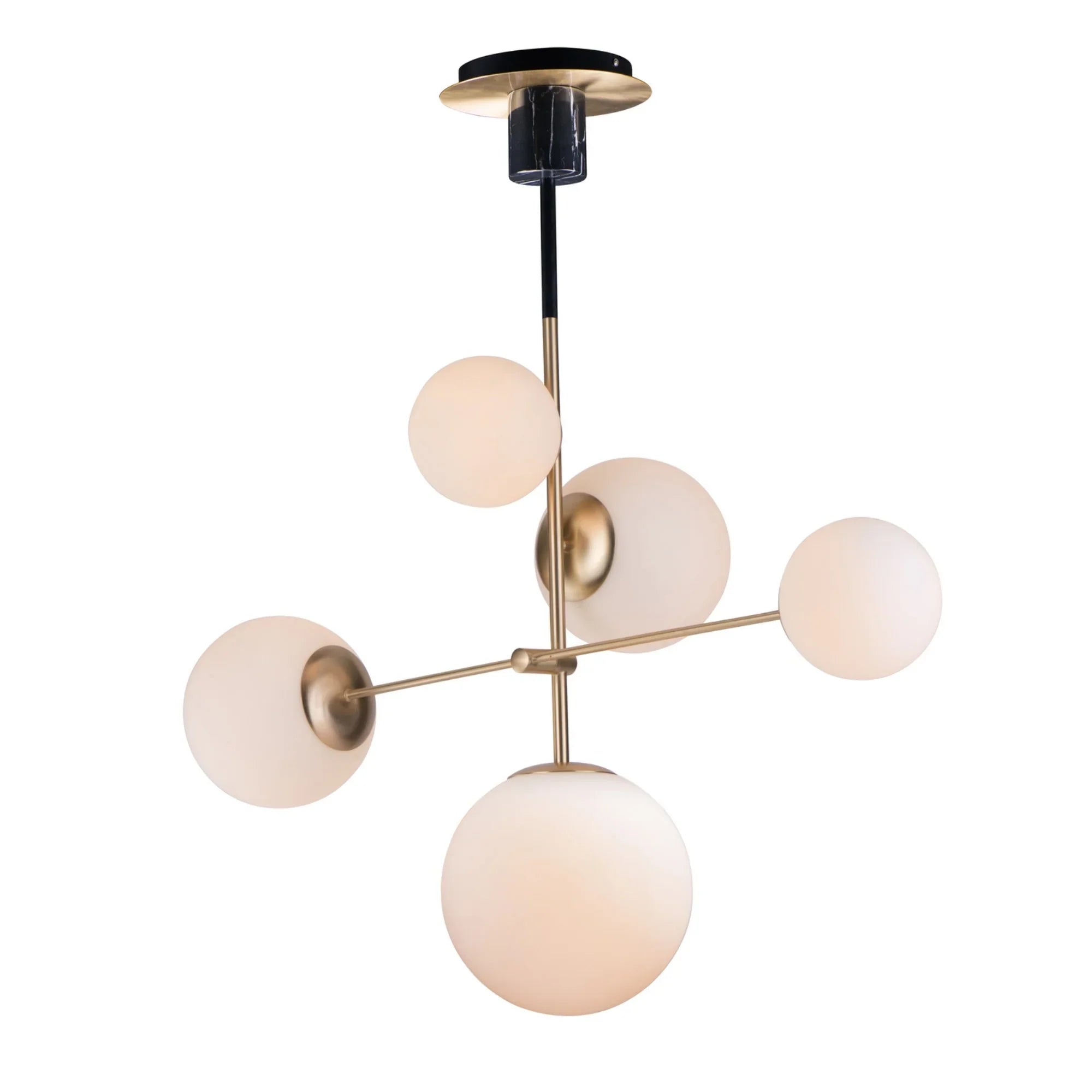 Vesper 38" 5-Light pendant, Satin Brass & Black Finish - Bees Lighting