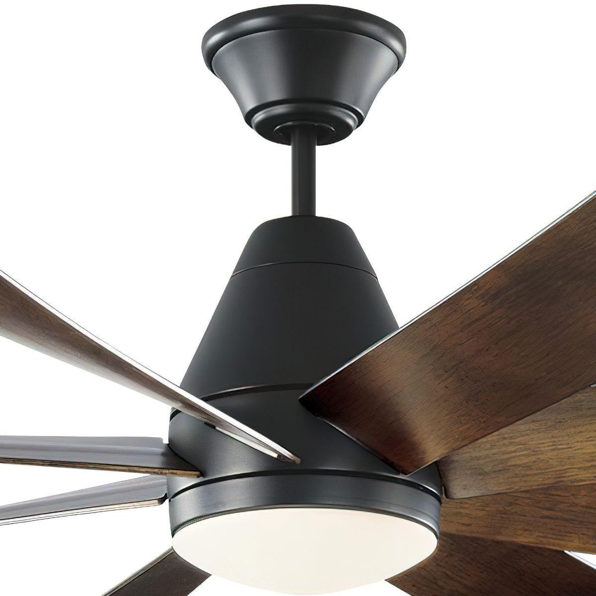 Kingston 72 Inch Matte Black Windmill Outdoor Ceiling Fan With Light And Remote, 8 Blades - Bees Lighting