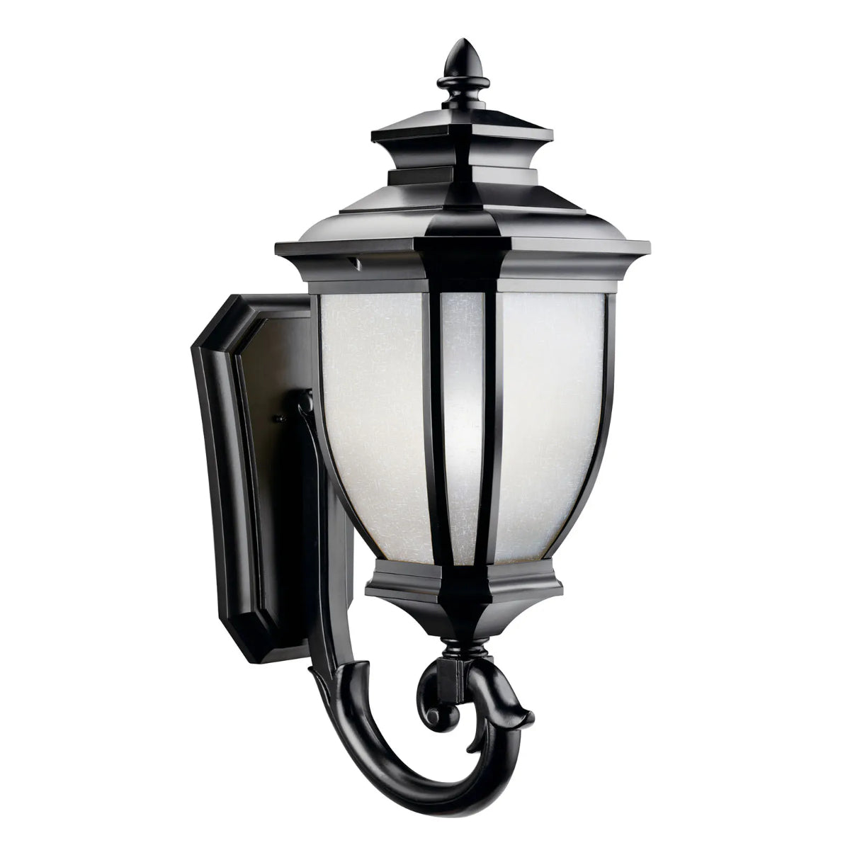 Salisbury 29" 1-Light Outdoor Wall Light With Satin Etched Linen Glass, Black Finish - Bees Lighting