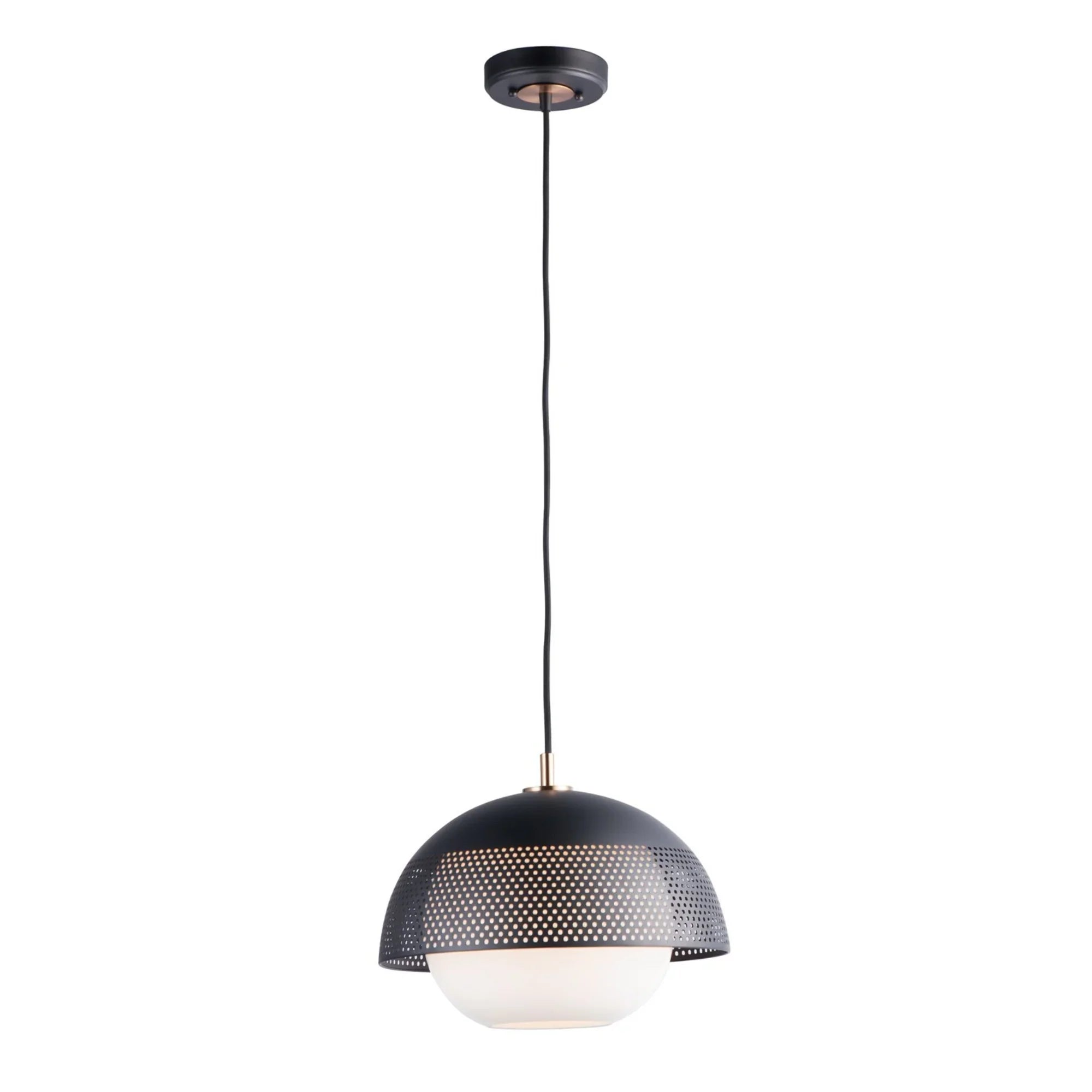 Perf 14" Pendant, Black & Satin Brass Finish - Bees Lighting