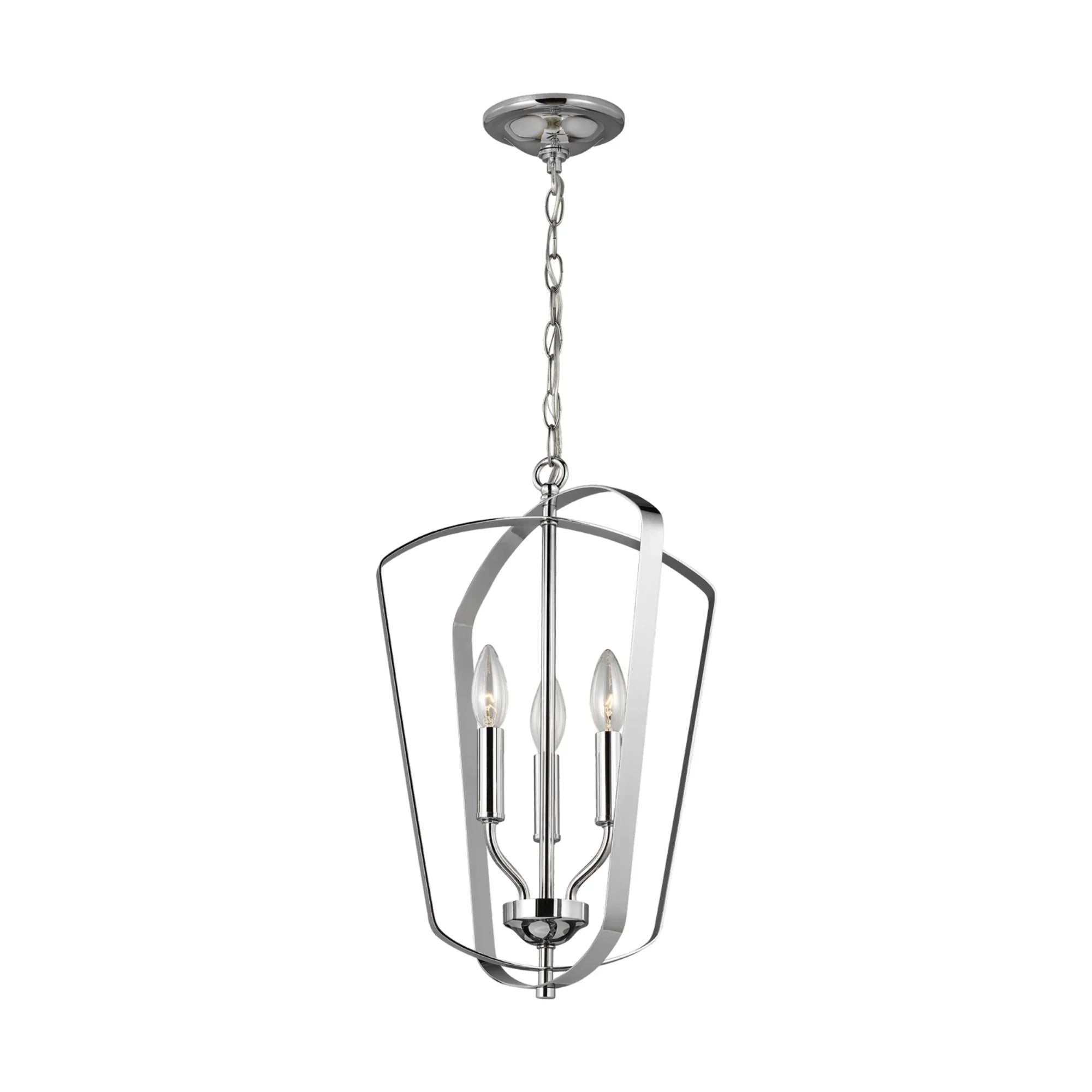 Romee 13" Small 3-Light LED Lantern, Chrome Finish - Bees Lighting