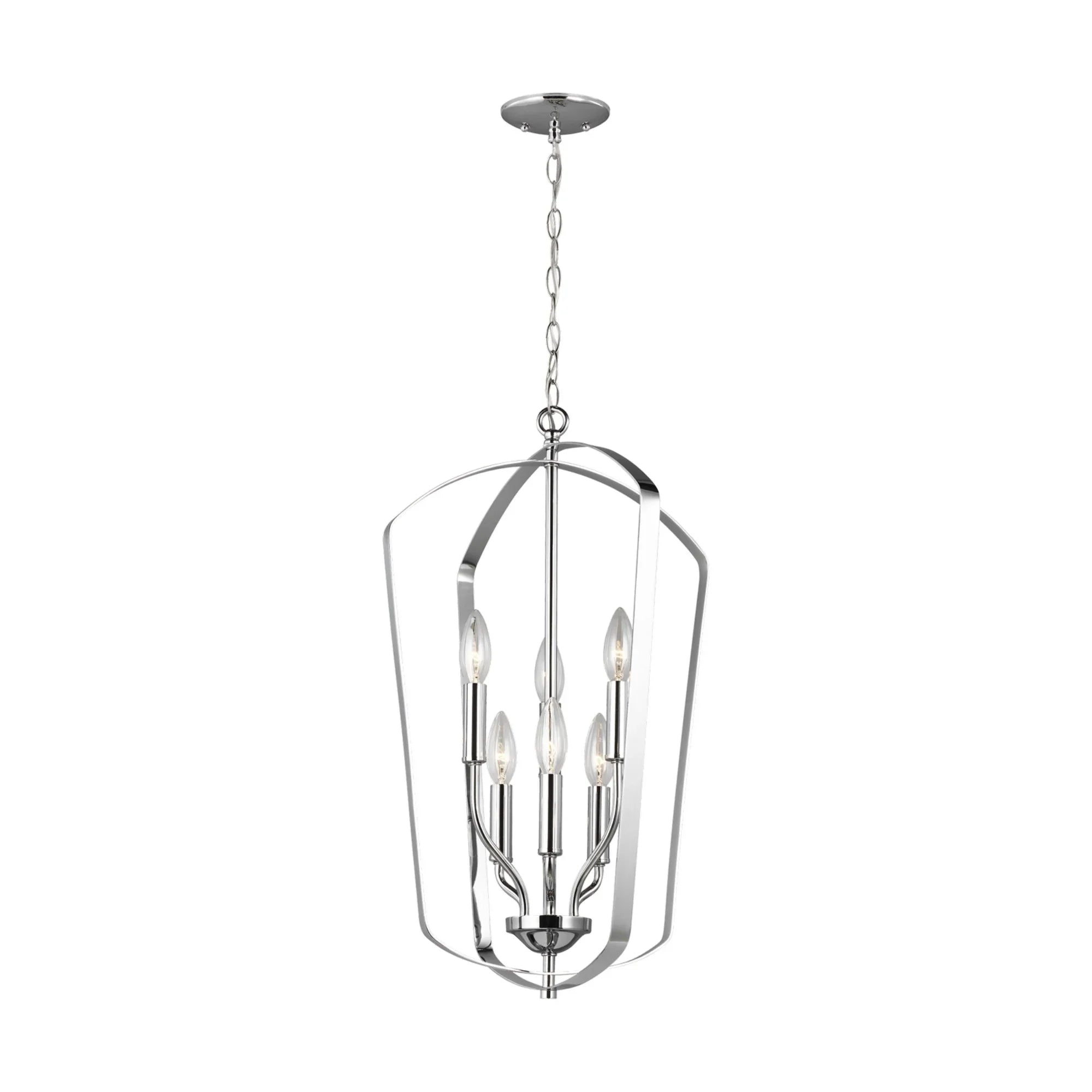 Romee 15" Medium 6-Light Lantern, Chrome Finish - Bees Lighting