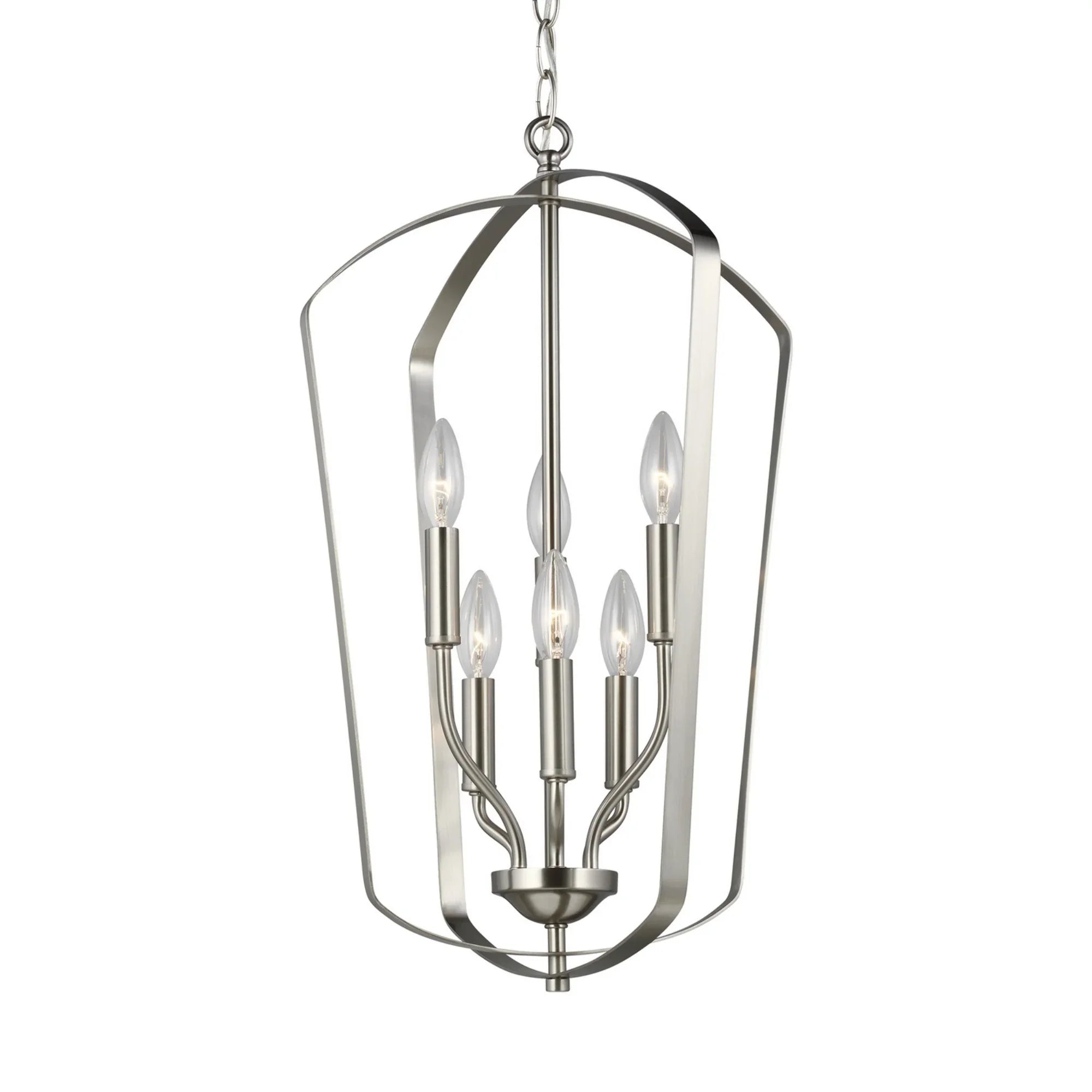 Romee 15" Medium 6-Light Lantern, Brushed Nickel Finish - Bees Lighting