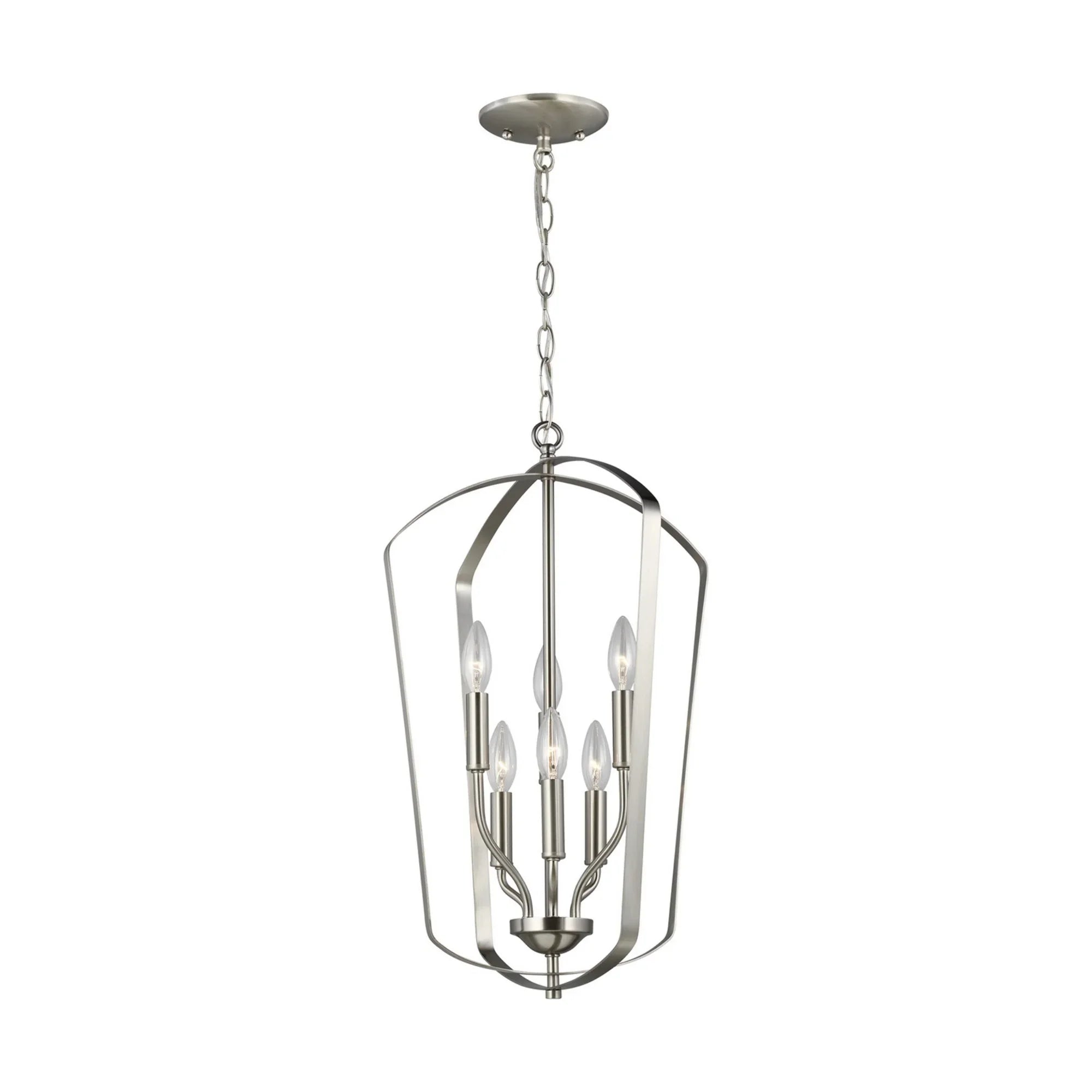 Romee 15" Medium 6-Light Lantern, Brushed Nickel Finish - Bees Lighting