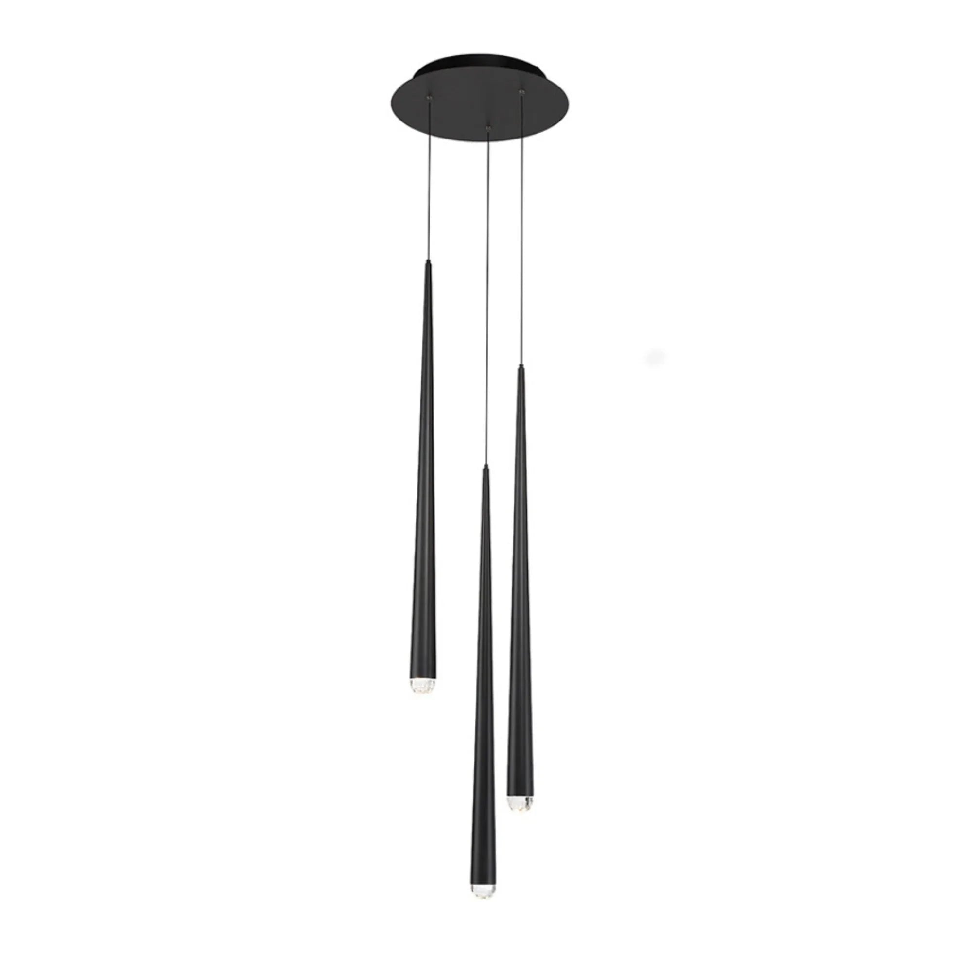 Cascade 12" 3-Light LED Pendant, Black Finish, Crystal Cap - Bees Lighting