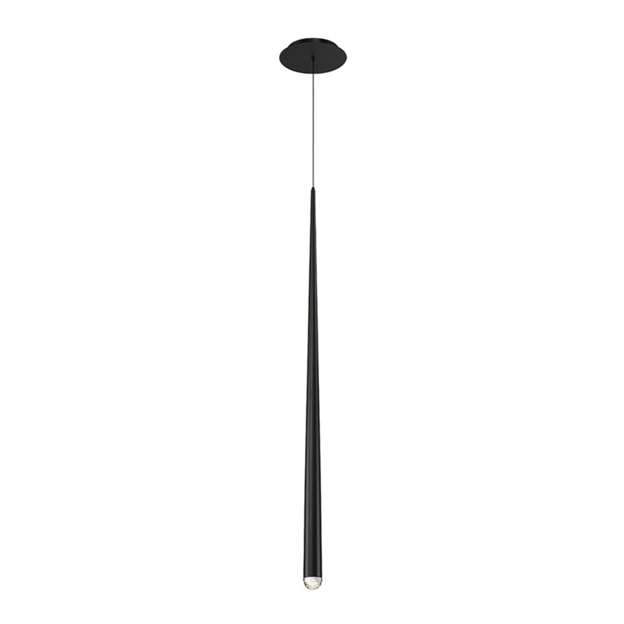 Cascade 37" LED Mini Pendant, Black Finish, Crystal Cap - Bees Lighting