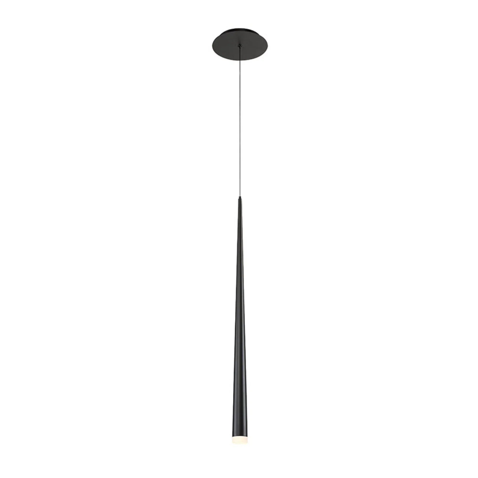 Cascade 28" LED Mini Pendant, Black Finish, Etched Cap - Bees Lighting