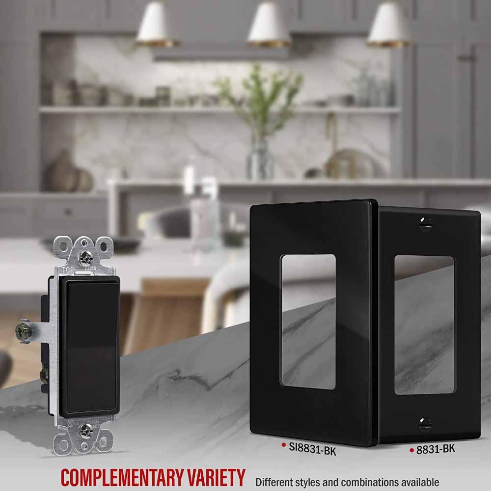 Deco 3-Way 15 Amp Rocker Switch, Black - Bees Lighting