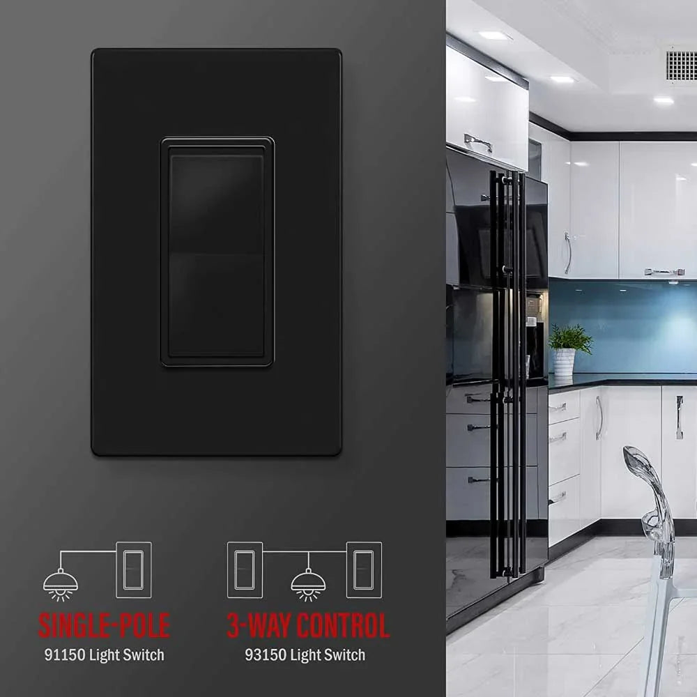 Deco 3-Way 15 Amp Rocker Switch, Black - Bees Lighting