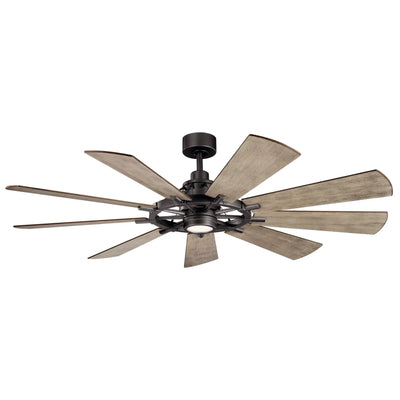 Gentry 65" Anvil Iron LED Wagon Wheel Ceiling Fan with Wall Control