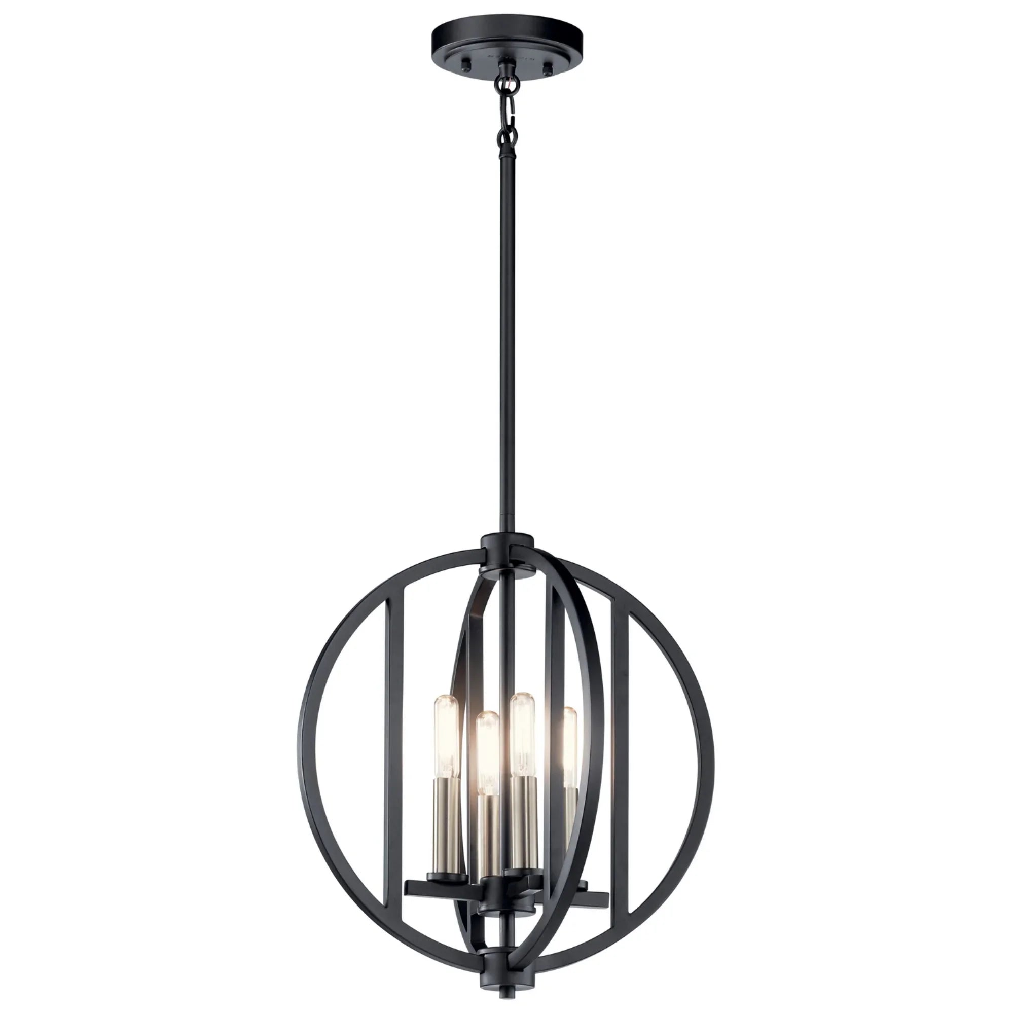 Samural 14" 4-Light Mini Chandelier, Black Finish - Bees Lighting