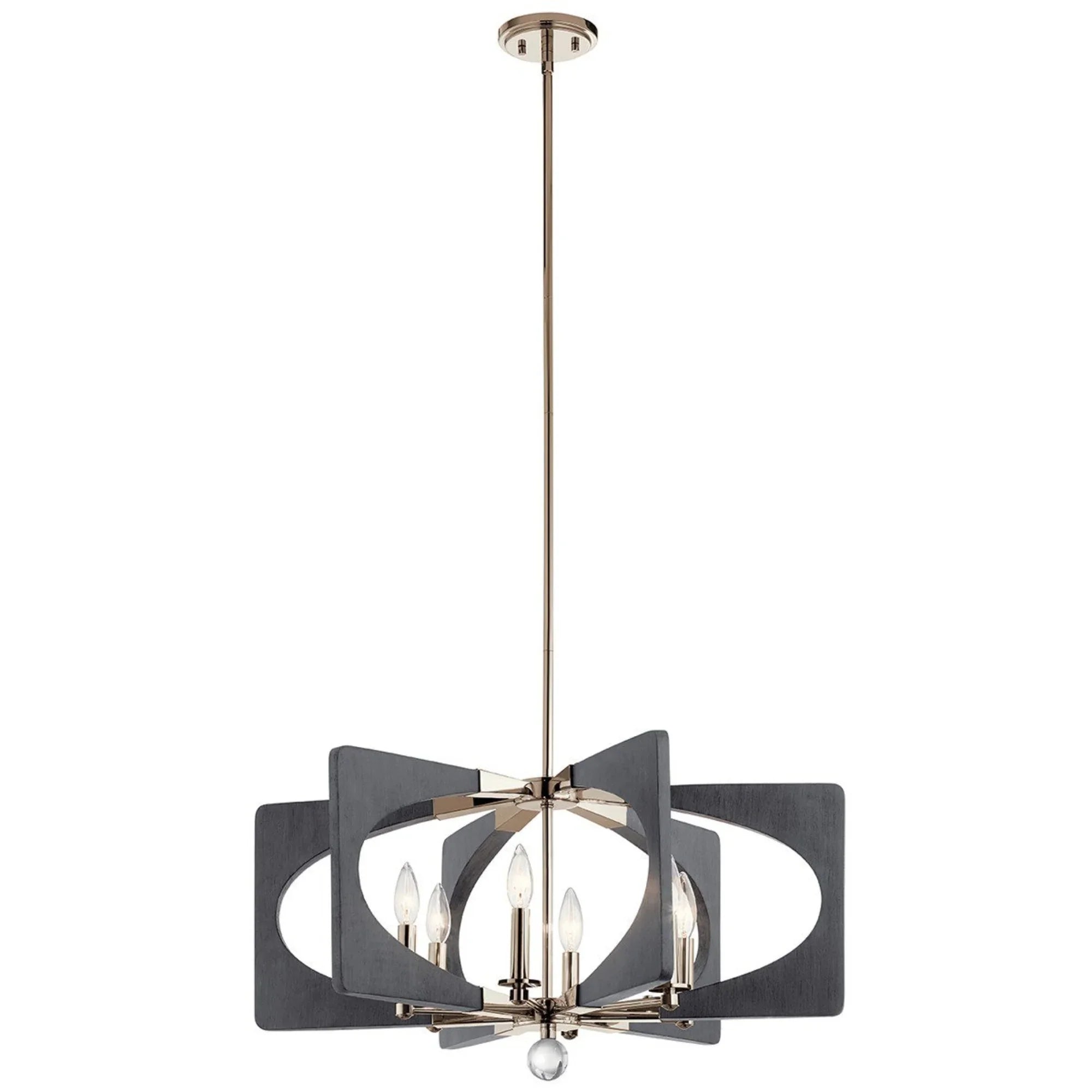 Alscar 28" 6-Light Chandelier, Driftwood Grey Finish - Bees Lighting