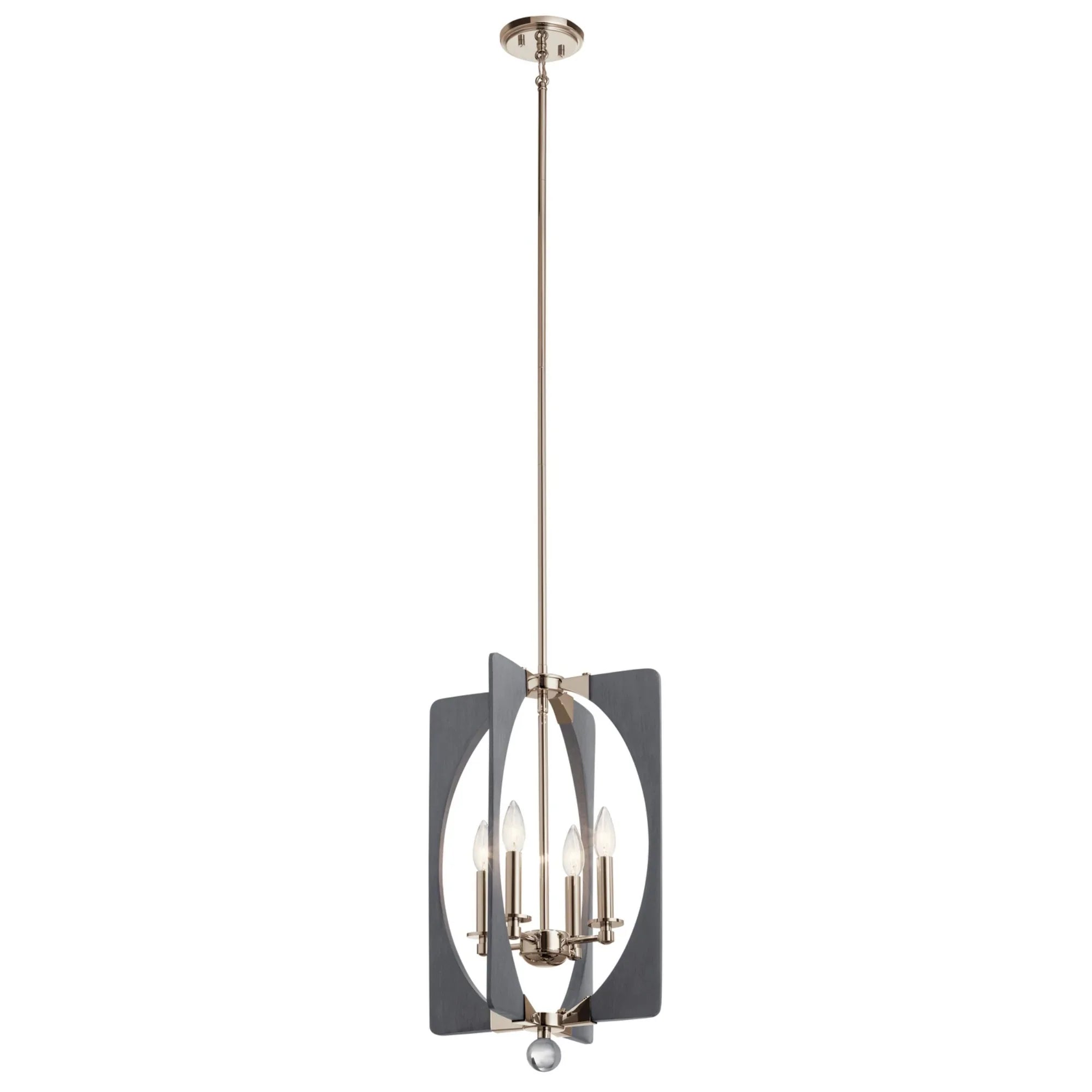 Alscar 14" 4-Light Foyer Chandelier, Driftwood Grey Finish - Bees Lighting