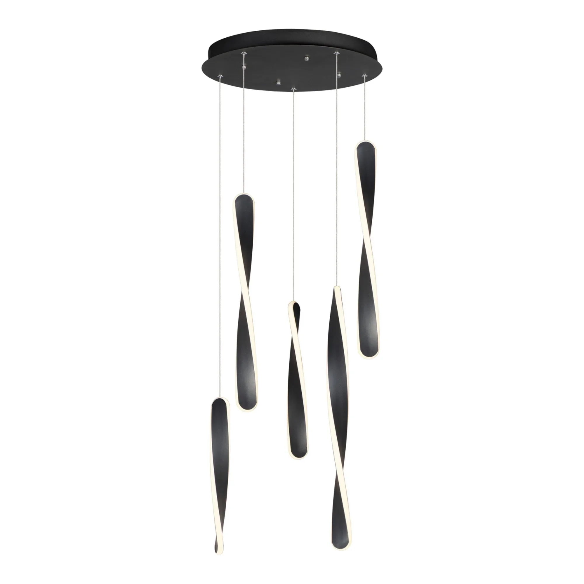 Pirouette 16" 5-Light LED Pendant, Black Finish - Bees Lighting