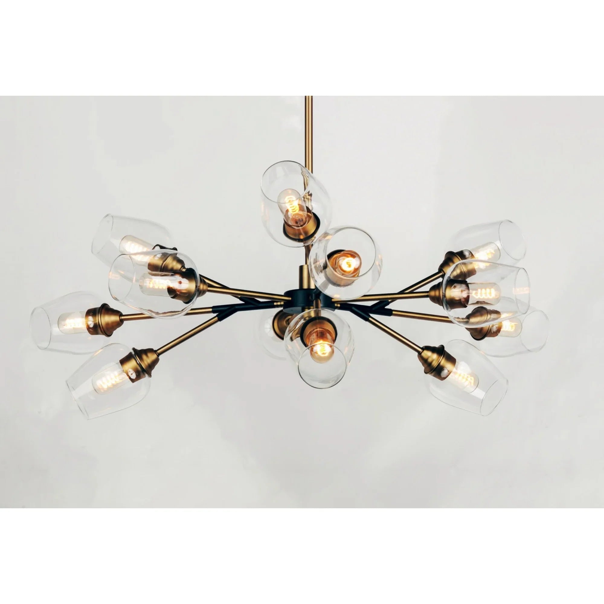 Savvy 46" LED Chandelier, Antique Brass & Black Finish - Bees Lighting