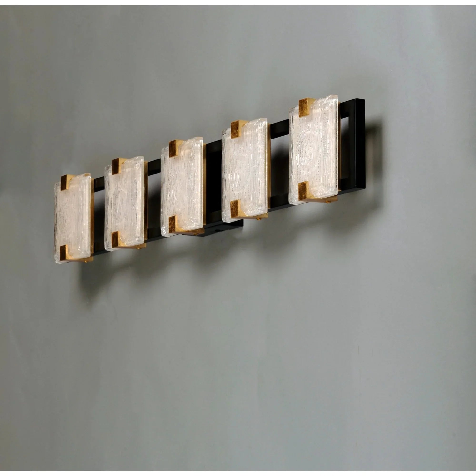 Radiant 35" LED Bath Vanity, Black & Gold Leaf Finish - Bees Lighting