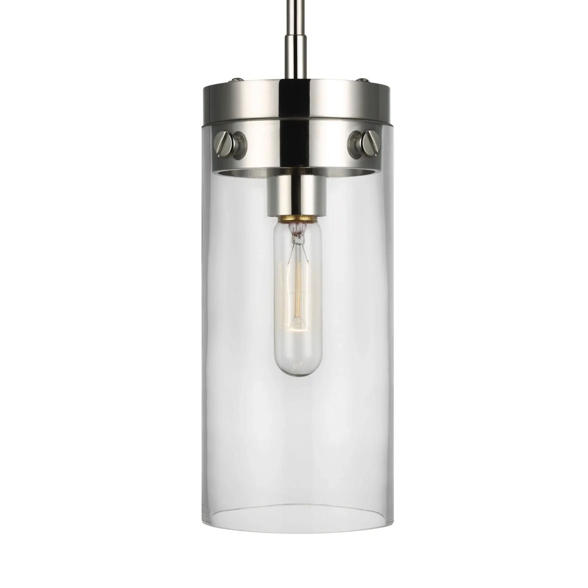 Garrett 6" Medium Cylinder Pendant, Polished Nickel Finish - Bees Lighting