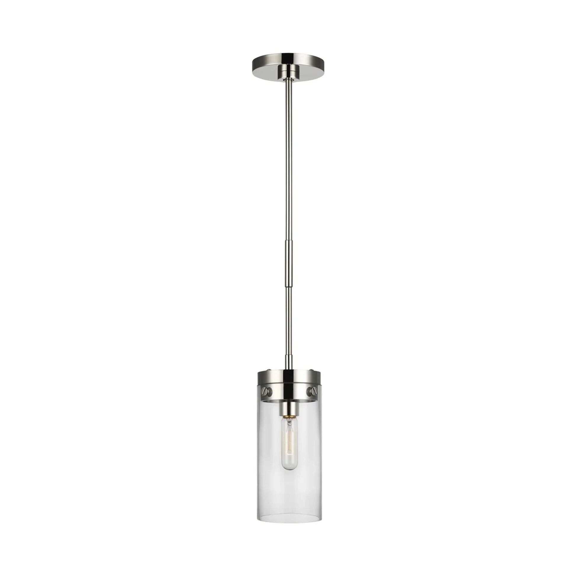 Garrett 6" Medium Cylinder Pendant, Polished Nickel Finish - Bees Lighting