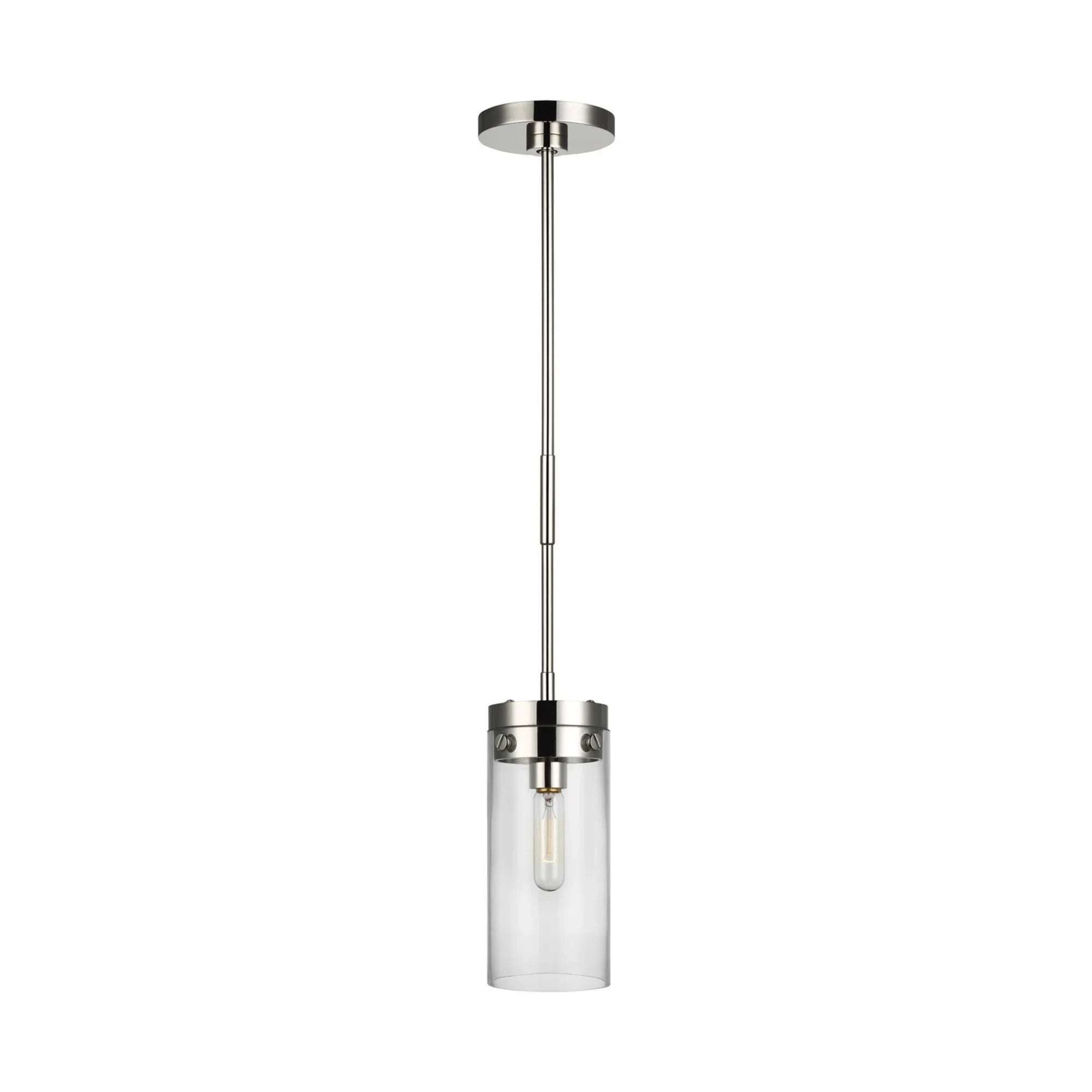 Garrett 6" Medium Cylinder Pendant, Polished Nickel Finish - Bees Lighting