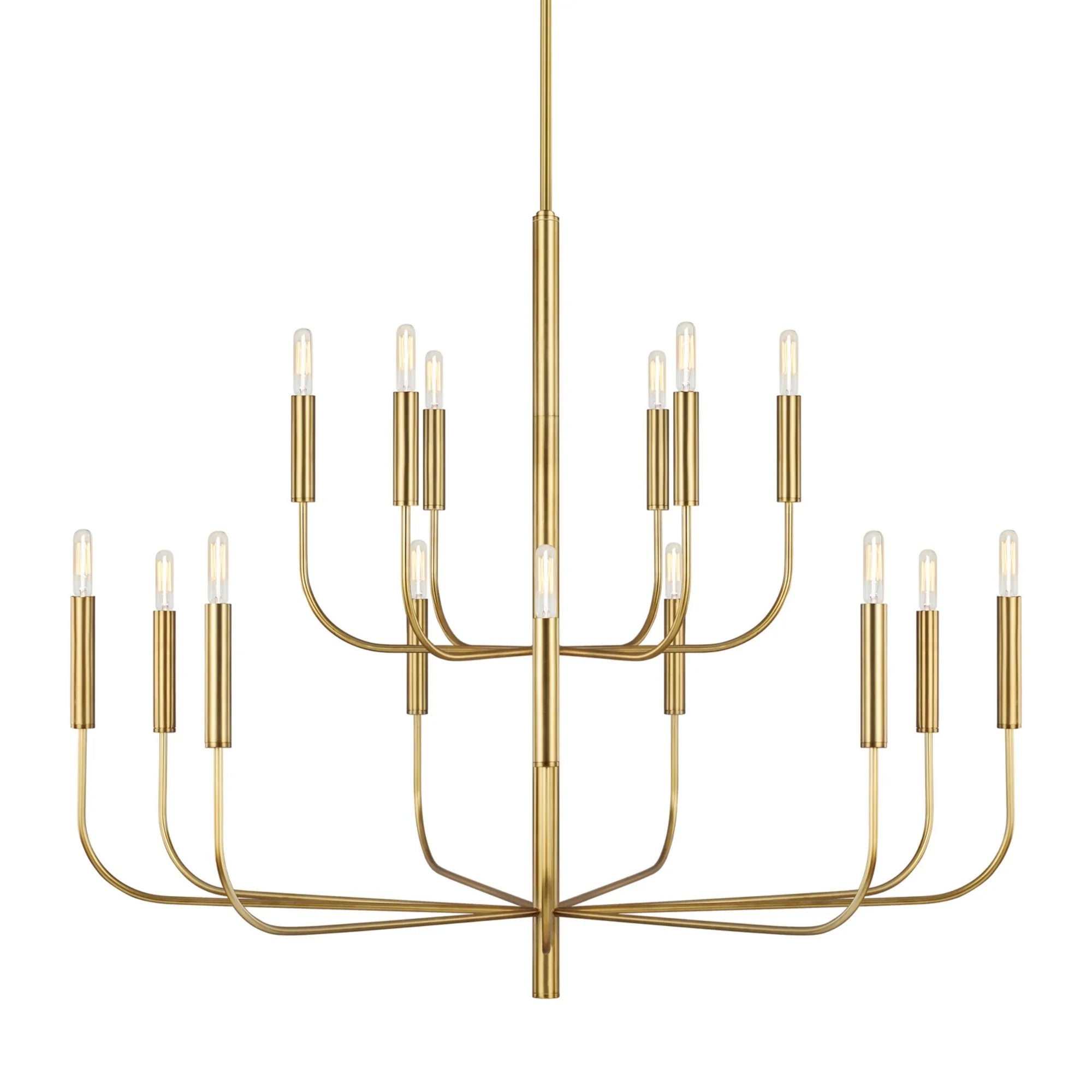 Brianna 49" 15-Light Large 2-Tier Chandelier, Burnished Brass Finish - Bees Lighting